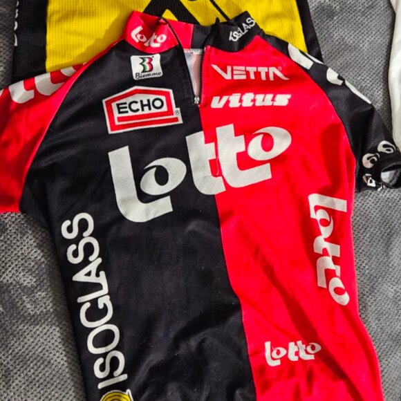 1995 Lotto Isoglass Professional Short Sleeve Italian Cycling Jersey Men's Large - Picture 2 of 3